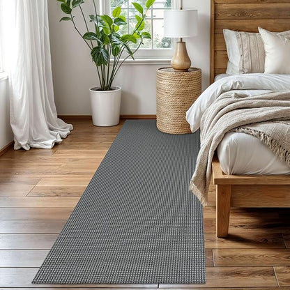 EARTHALL Woven Runner Rug 3x8 Ft Washable Runners for Hallways Wide Non Slip Rubber Backed Kitchen Runner Braided Indoor Floor Carpet for Entryway, Hallway, Kitchen, Bedroom, Dark Gray