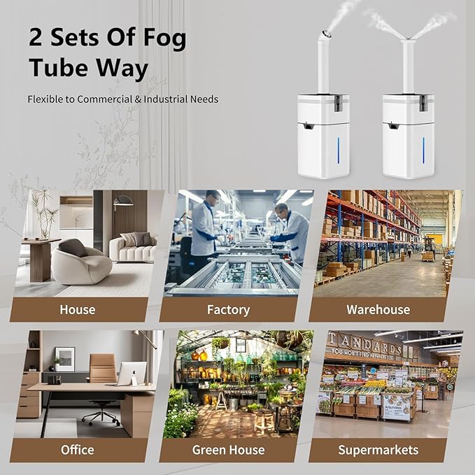 30L/7.93Gal Commercial Humidifier for Large Room up to 4200 sq ft, 3000mL/H Spray Output Whole House Humidifier with Precision Sensor, Top Fill, 360° Nozzle for Home, Office, Plants, Warehouse