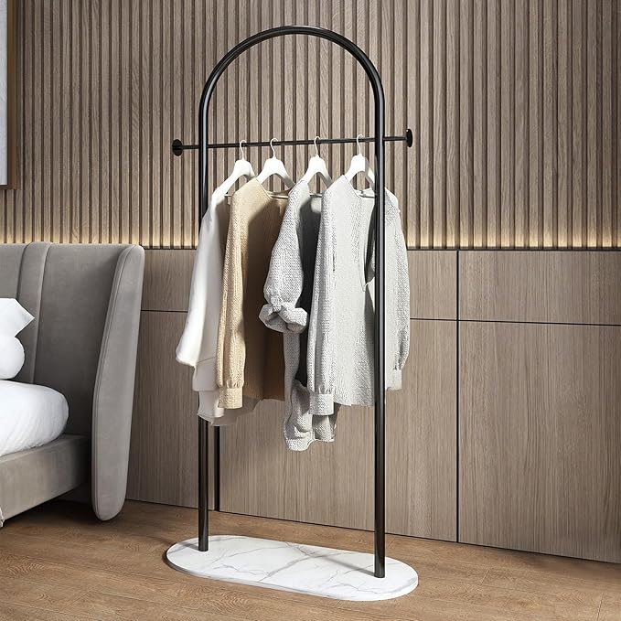 Clothing Rack, Modern Clothes Rack with Marble Base, Heavy-duty Coat Racks Freestanding,garment racks for hanging clothes,Can Hang Jacket Garment, Hat, Scarf, Organize Shoes