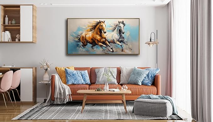 YYYYHPP WKYP2275 Wall Art Horses Pictures Canvas Wall Art Wood Framed Canvas Prints Painting Horses Pictures Ready to Hang for Living Room Bedroom Kitchen Home and Office Wall Decor