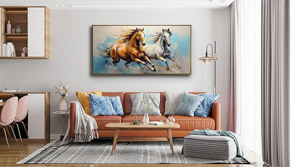 YYYYHPP WKYP2275 Wall Art Horses Pictures Canvas Wall Art Wood Framed Canvas Prints Painting Horses Pictures Ready to Hang for Living Room Bedroom Kitchen Home and Office Wall Decor