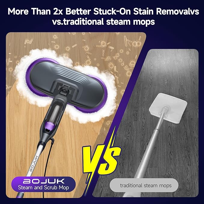 Scrubbing Steam Mop, Steam Mops for Floor Cleaning with Rotating Pads, 4 Cleaning Modes & LED Headlights, Swivel Steering,Safe for all Sealed Hard Floors F2