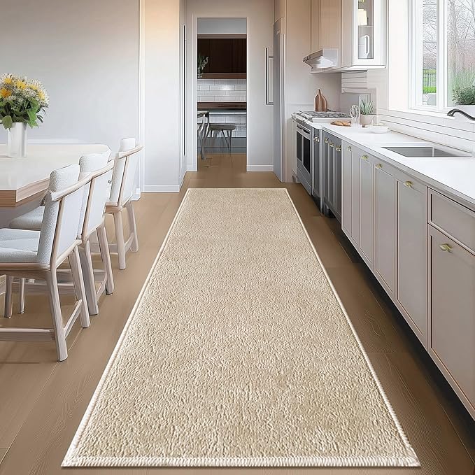 Bathroom Runner Rugs, Thin Absorbent Non-Slip Bath Mat, Quick Dry Low Pile Mats for Bathroom Floor Front of Bathtub,Shower Room,Sink,24"×72",Light Coffee