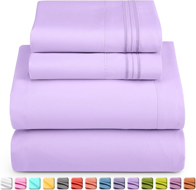 Nestl Full Sheet Set - Luxury 1800 Ultra-Soft Microfiber Full Bed Sheets - Double Brushed - Deep Pockets - Easy Fit - 4 Piece Set - Bedding Sheets & Pillowcases (Full, Lavender)
