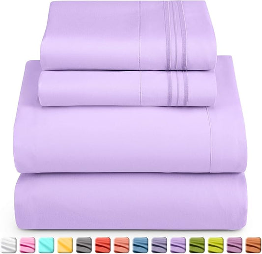 Nestl Full Sheet Set - Luxury 1800 Ultra-Soft Microfiber Full Bed Sheets - Double Brushed - Deep Pockets - Easy Fit - 4 Piece Set - Bedding Sheets & Pillowcases (Full, Lavender)
