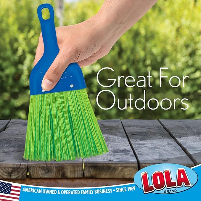 LOLA Whisk Broom, Hand Brush, 6 Pack Durable Bristles, Whisks Away Dirt & Debris, Compact, Hang Hole for Easy Storage, Indoor/Outdoor