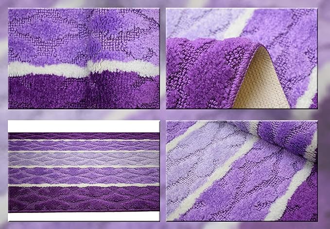 Custom Cut Hallway Runner Rug, Slip Resistant, 31 Inch Wide X Your Choice of Length, Damask Lilac, 31 Inch X 8 feet