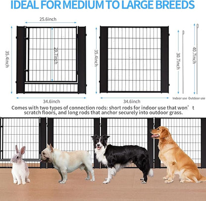 Heavy Duty Dog Playpen 35.4 Inch Height - Indoor Outdoor Pet Fence Enclosure for Medium and Small Dogs - Foldable Puppy Exercise Pen for Indoor and RV Camping or Yard (6 Panels, 35.4" H (Black))