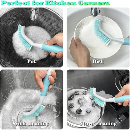 2Pcs Cleaning Brushes, Multi-Purpose Right Angle Brush Scrubbing Kitchen Coffeeroom Tearoom Deep Cleaning Edge Corner Crevices Grout Scrub Bottle Cup Jar Cans for Household Use.