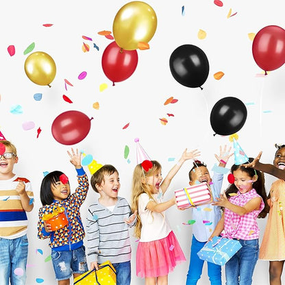 TecUnite 100 Pcs Red Black Gold Latex Balloons 6.6 Inch Colorful Round Balloons for Wedding Birthday Festival Racing Car Poker Card Party Decoration