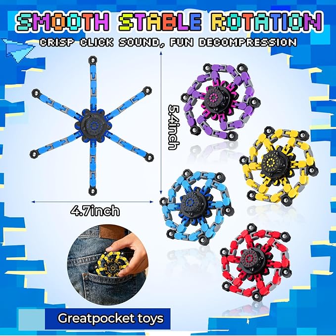 12PCS Transformable Fidget Spinners Valentines Day Gifts for Kids Adults,Deformable Chain DIY Robot Spinner Sensory for Boys Girls,Valentine's Gift Exchange for Classroom,Valentine's Fidget Toys