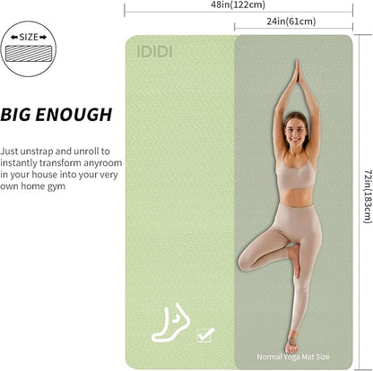 8mm Large Yoga Mat (6'x 4') - Extra Long and Wide 72 x 48 x 0.32 inches, Non-Slip POE Fitness Mat, Eco-Friendly, Thick Wide Exercise Mat for Home Workouts,Ideal for Yoga and Pilates.
