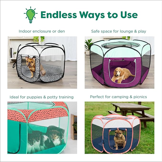 Furhaven Portable Dog Playpen Cat Tent, Pet Playground,Kennel Foldable Indoor Outdoor Zippered Puppy Crate - Purple, Extra Large