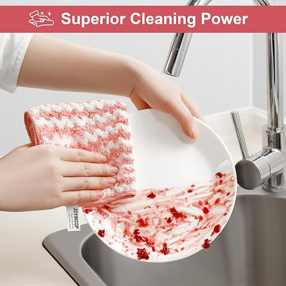 JOYMOOP 18 Pack Microfiber Cleaning Cloth, Kitchen Towels for Dish Drying Washing, Absorbent Streak Free Lint Free Rags for Cleaning, Reusable and Washable Towels - 10" x 10"