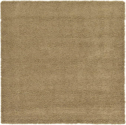 Unique Loom Solid Shag Collection Area Rug (7' 10" Square, Sandy Brown)
