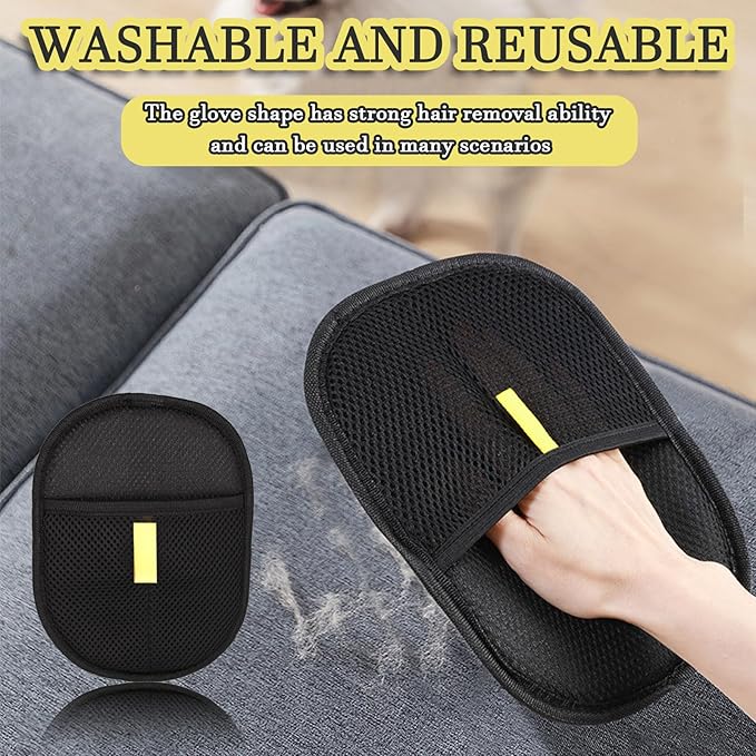 2 Pack Pet Hair Removal Glove, Electrostatic Pet Hair Remover, Washable Reusable Electrostatic Gloves Pet Hair for Sofa, Bed, Carpet, Clothing
