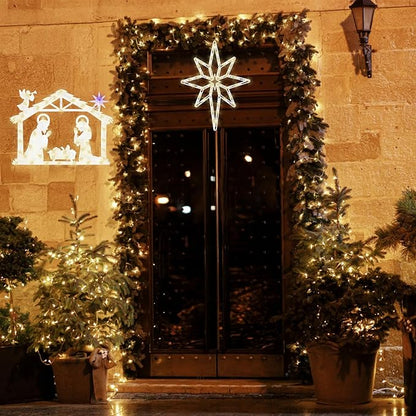 Christmas Decorations 17" Christmas Window Silhouette Lights Decorations - 2 Pack Nativity Scene with Lights ＆ Lighted Bethlehem Star for Holiday Indoor and Outdoor Wall Door Window Decorate