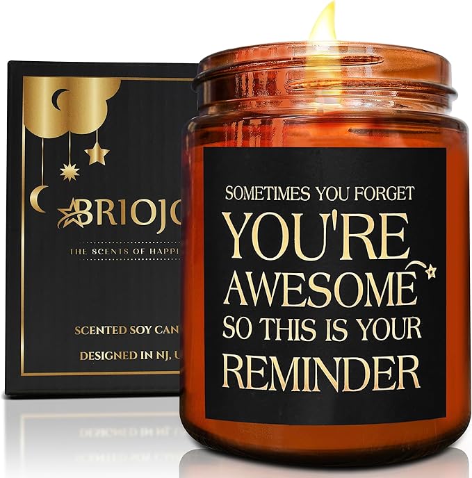 Gifts for Women, Men - Inspirational Relaxing Candle - Thank You, Friendship, Birthday Gift for Her, Sister, BFF, Best Friend, Coworker - You're Awesome Natural Soy Wax Candle for Home