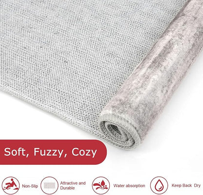 KOZYFLY Modern Abstract Kitchen Runner Rug, 2x12 Washable Rug Runner Non-Slip Soft Striped Hallway Runner Rugs, Grey Beige Print Carpet Runner for Entryway Bathroom Laundry Room Foyer