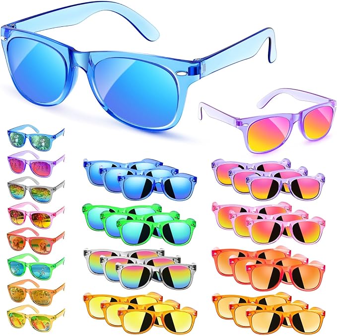 Kids Sunglasses Bulk Party Favors - 24 Packs Boys Girls Sunglass for Kid Age 3-8, Neon Glasses with UV 400 Protection, Goodie Bags Stuffers for Birthday Classroom Graduation Valentines Gifts