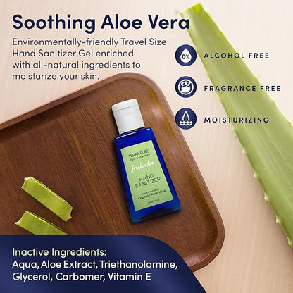 Terra Pure Hotel Hand Sanitizer Gel | Mini Hand Sanitizer Bulk | Alcohol-Free with Organic Aloe Vera | 1oz Bottles | Case of 144