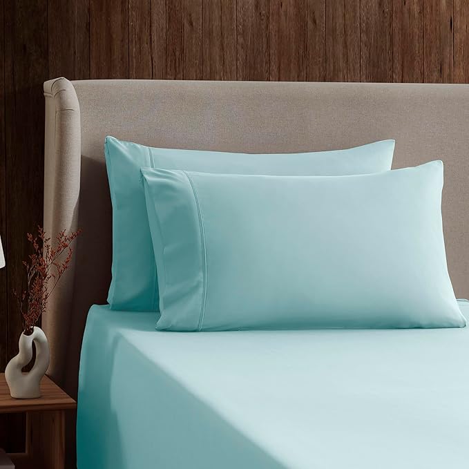 Nestl King Sheet Set - Luxury 1800 Ultra-Soft Microfiber King Bed Sheets - Double Brushed - Deep Pockets - Easy Fit - 4 Piece Set - Bedding Sheets & Pillowcases (King, Light Blue)