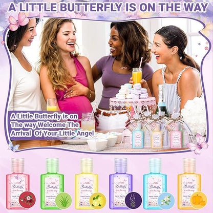 Frienda 24 Sets Butterfly Baby Shower Hand Sanitizer Gift Set Travel Size Hand Sanitizer Gift Bulk Mini a Little Butterfly Is on the Way for Baby Shower Gender Reveal Appreciation Guest Gifts