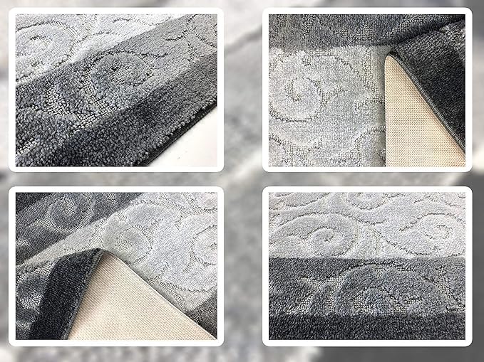 Custom Cut Hallway Runner Rug, Slip Resistant, 31 Inch Wide X Your Choice of Length, Scroll Anthracite, 31 Inch X 30 feet