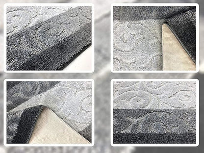 ORFA HOME Custom Cut Hallway Runner Rug, Slip Resistant, 31 Inch Wide X Your Choice of Length, Scroll Anthracite, 31 Inch X 27 feet