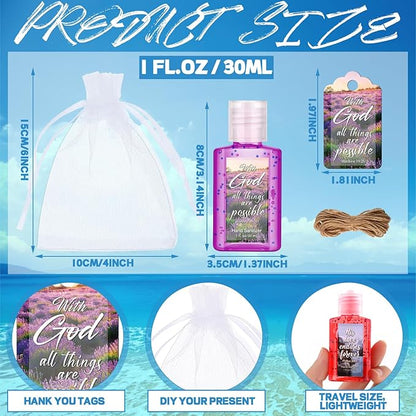 Frienda 24 Set Christian Hand Sanitizer Gift Religious Travel Size Hand Sanitizer Church Bible Verse Mini Bulk Thank Christian Gift for Women Teacher Coworker Team Christmas Party Favor Bag Stuffer
