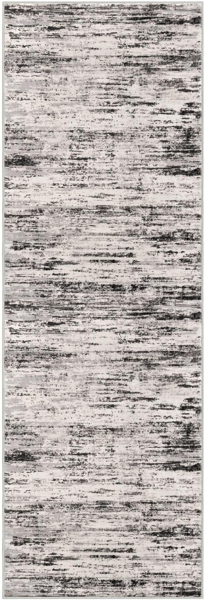 Modern Abstract Hallway Runner Rug, White Black Grey Taupe Washable Kitchen Runner Non-Slip Soft 2x8 Runner Rug Thin Print Faux Wool Carpet for Entryway Bedroom Laundry Room Indoor Home Decor