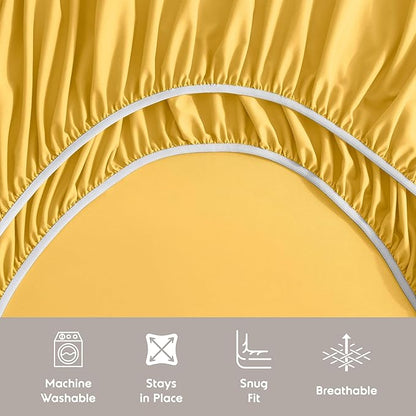 Nestl King Sheet Set - Luxury 1800 Ultra-Soft Microfiber King Bed Sheets - Double Brushed - Deep Pockets - Easy Fit - 4 Piece Set - Bedding Sheets & Pillowcases (King, Yellow)