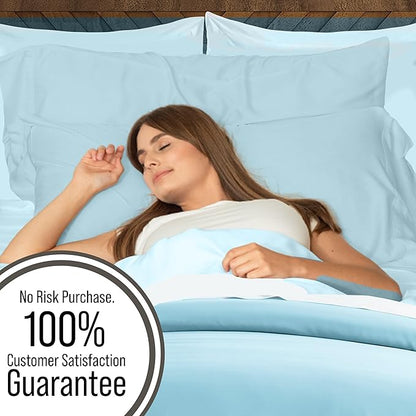 Bella Coterie Luxury Bamboo Viscose Split King Size Sheet Set | 100% Organically Grown | Ultra Soft | Cooling for Hot Sleepers | 18" Deep Pocket [Coastal Blue]