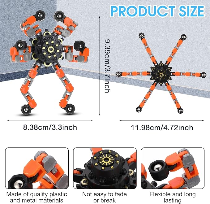 Jerify 40 Pack Funny Sensory Fidget Toy Transformable Chain Robot Finger Toy DIY Robot Mechanical Spinners Stress Relief Autistic Gifts for Adult Teen Prize Stuffer Party Favor (Cute,Fresh Color)