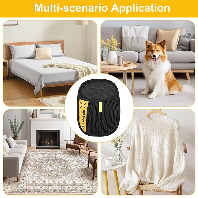 2pcs Pet Hair Removal Glove Original with Flea Comb, 3 in 1 Electrostatic Gloves Pet Hair Remover Glove Perfect for Fabric or Leather Surfaces Multifunctional Viorane Pet Hair Remover Mitt