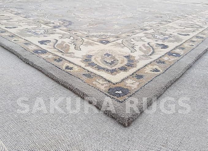 Turkish Oushak – Classic Handcrafted Carpet with Vintage Pattern, Ideal for Bedroom, Living Room & Elegant Décor(Grey, 8' x 10')