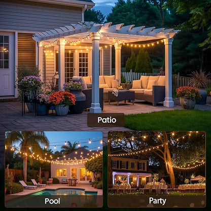 Outdoor String Lights 26 FT 14 Shatterproof LED Bulbs, UL Certified Patio Lights Outdoor Light Strings Waterproof for Patio Yard Outside Party Wedding, Connectable Dimmable 13 Sockets 2700K
