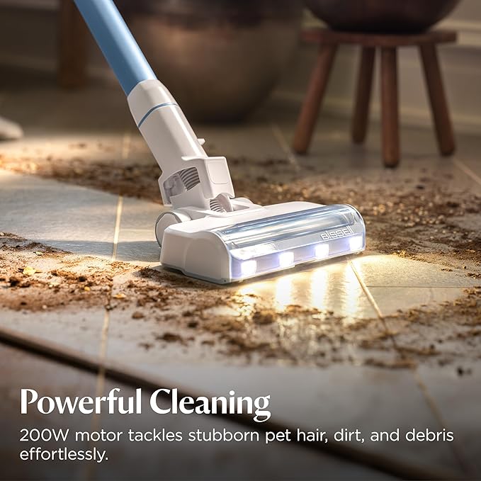 Bissell PowerClean 200W Self-Standing Cordless Vacuum w/Tangle Free Brush Roll, Removeable Battery, Wall Mount, Upholstery Tool & Bright Headlights, 4173