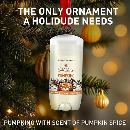 Old Spice Aluminum Free Deodorant for Men, Holidudes Limited Edition, 24/7 Holiday Freshness, Odor Protection, Stocking Stuffer, PumpKing Pumpkin Spice Scent, 3.0 oz