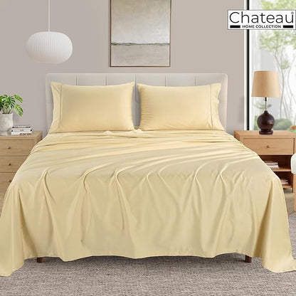 100% Egyptian Cotton California King Sheets Deep Pockets Fits Upto 17", 400 Thread Count Soft Sateen Weave Breathable Bed Sheets, Naturally Cooling Sheet & Pillowcase Sets, Cal King Sheet Set- Ivory