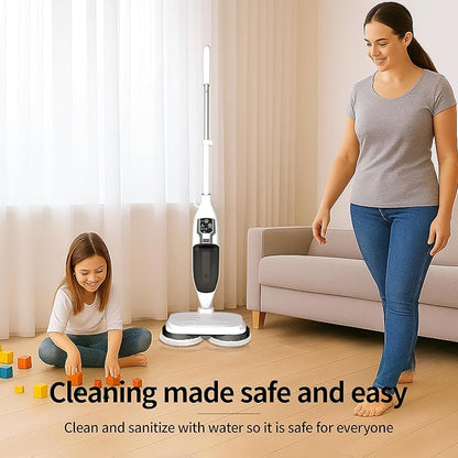 Steam Mop with 13 Accessories,Steam Cleaner Home Use,Floor Scrubber spin mop for Hard Wood Floors,tile Scrub Steamer Deep Cleaning,Carpet, 4 Washable Mop Pads, 550ml Capacity,30 Second Heat-Up