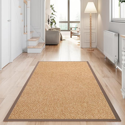 Washable Runner Rug 3x5 Jute Like Entryway Indoor Runner Mat Rugs Non Slip, Woven Soft Farmhouse Area Boho Floor Carpet for Hallway Kitchen Laundry Hall Backdoor Bedroom Living Room, Brown