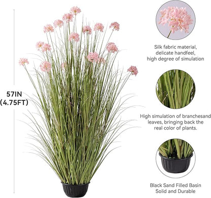 57in Lifelike Artificial Tall Grass Plant with 19 Lifelike Dandelion Flower and Non-Toxic,odorless Fake Tall Frass Plant Fake Plants for Indoor Decoration,Home Decor