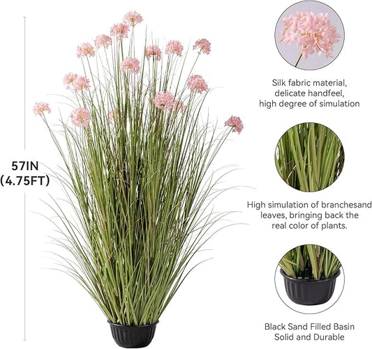 57in Lifelike Artificial Tall Grass Plant with 19 Lifelike Dandelion Flower and Non-Toxic,odorless Fake Tall Frass Plant Fake Plants for Indoor Decoration,Home Decor