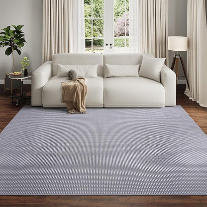 Boho Washable Area Rugs 6x9 ft, Non Slip Area Rug for Living Room, Braided Office Rugs Bedroom Rug Woven Washable Indoor Floor Carpets for Office Dining Bedroom Living Room, Easy to Clean, Gray