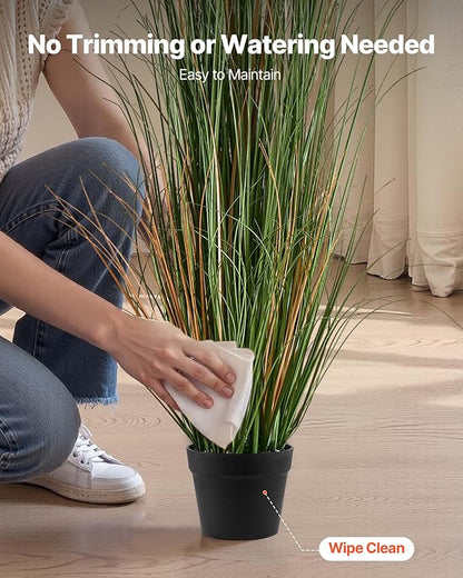 VEVOR Artificial Grass Plant, 2 Pack 59 inch Faux Reed Flower Grass in Pot, Premium PVC Fake Greenery Shrubs Plant for Indoor Outdoor House Home Garden Office Room Décor, Housewarming, Green