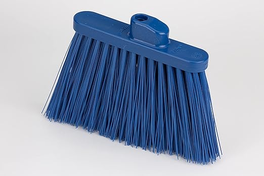 SPARTA 41083EC14 Plastic Color Coded Broom, Unflagged Bristles, Long Broom With Angled Head For Small Debris Cleaning, 56 Inches, Blue, (Pack of 12)
