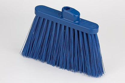 SPARTA 41083EC14 Plastic Color Coded Broom, Unflagged Bristles, Long Broom With Angled Head For Small Debris Cleaning, 56 Inches, Blue, (Pack of 12)