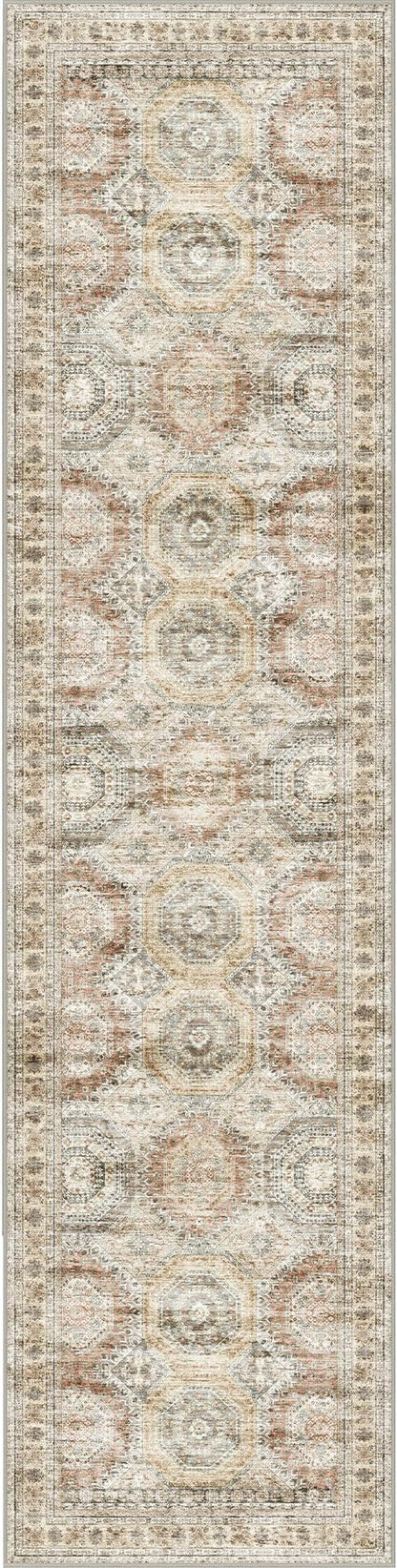 Rug Runners for Hallways Non Slip - 2x8 Runner Rug for Bedroom, Washable Runner with Rubber Backing, Soft Low-Pile Carpet for Kitchen, Laundry, Bathroom (2'x8', Brown/Pink)
