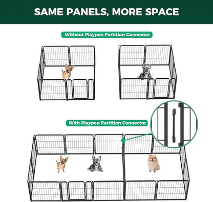 FXW Homeplus Unleashed Indoor Dog Playpen - Stress-Free and Safe Play, Heavy Duty 24 Inch 16 Panels with Connectors (Pack of 2) for Puppy and Small Dogs, Black│Patented